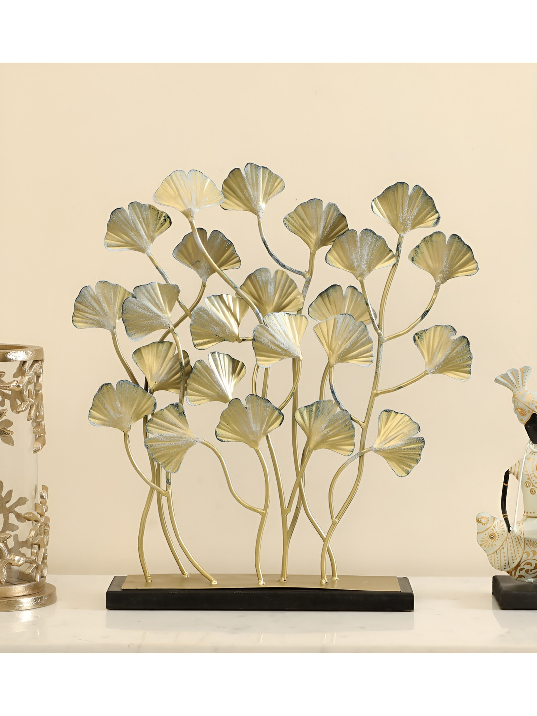 vedas F-Amora Bunch Ginko Brown Metal Metallic Living Room Medium Showpiece - 17 Inches