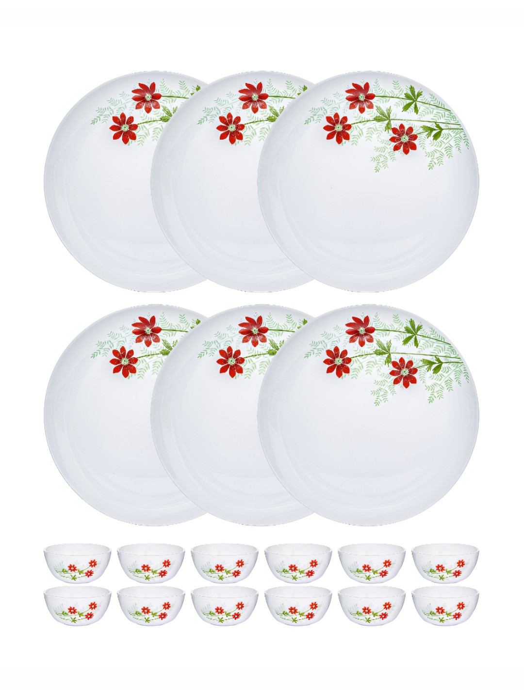 Cello Opal White Floral Opalware Microwave Safe 18 Piece Dinner Set
