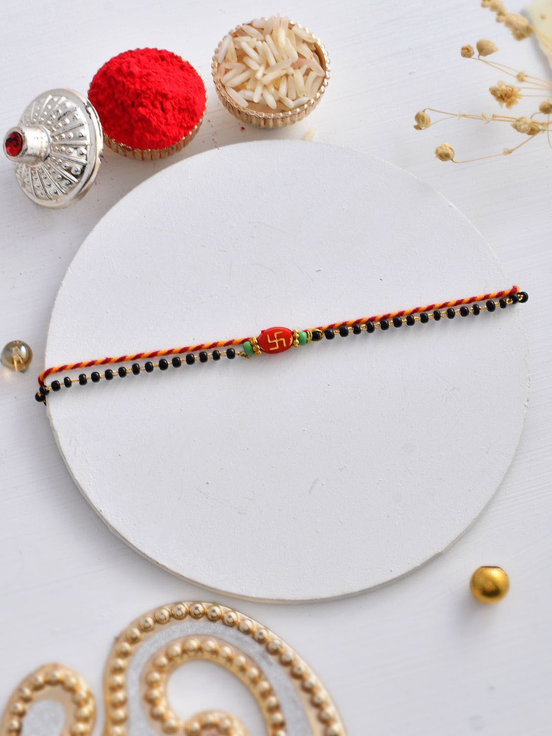 Aapno Rajasthan Protective Sattvik Nazarbattu Rakhi with Black Beads