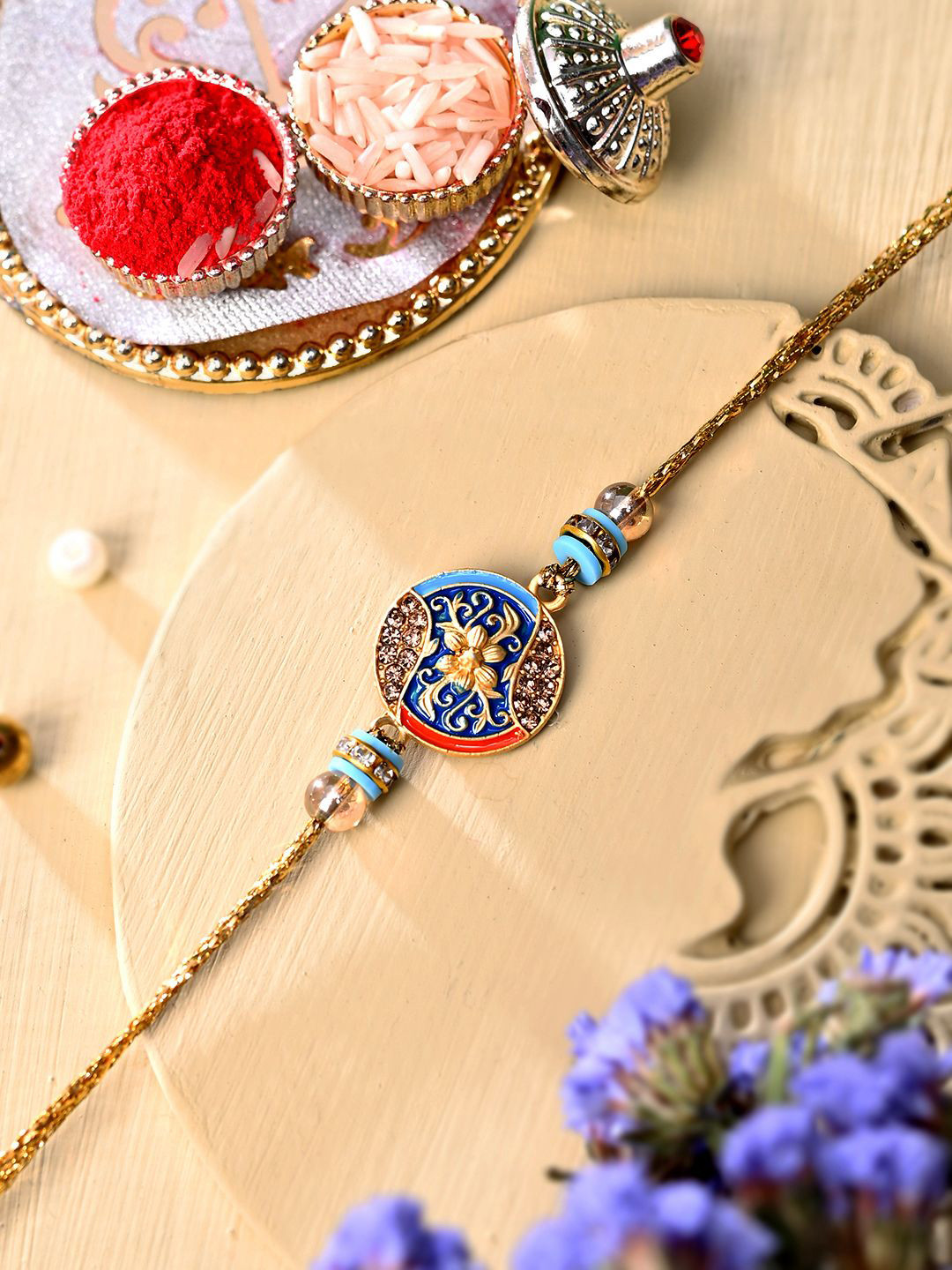Aapno Rajasthan Elegant Enameled & Embellished Thread Rakhi