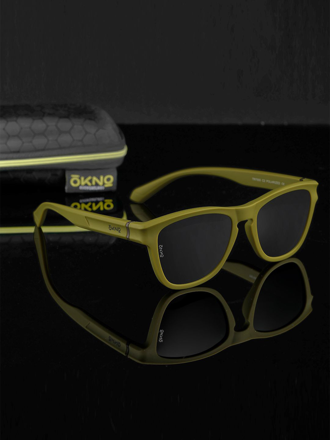 OKNO Polarised and UV Protected Lens Unisex Black Square Sunglasses