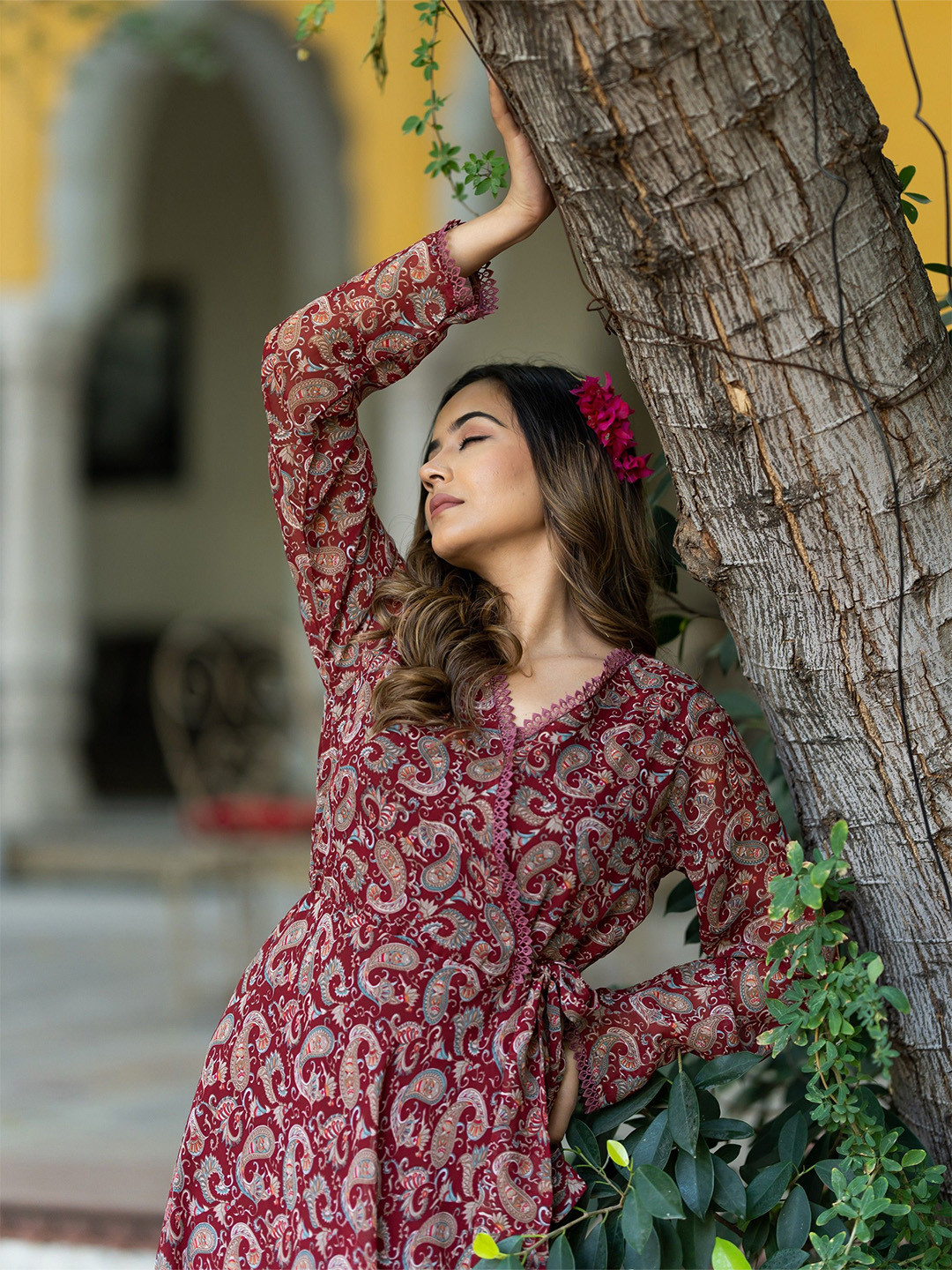 ASPORA Ethnic Motifs Print Georgette Dress