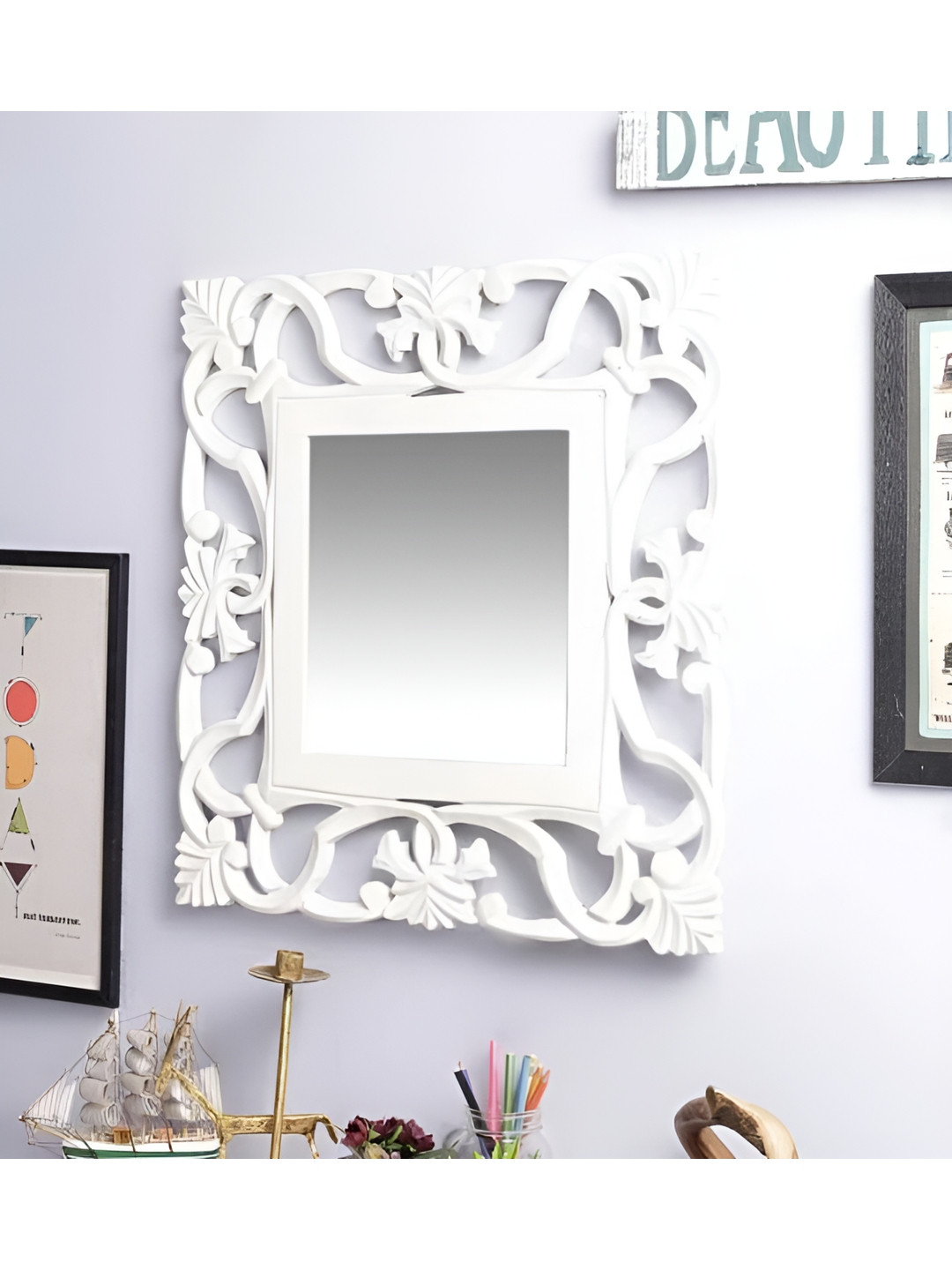 VAS collection home White Wooden Rectangular Wall Mirrors