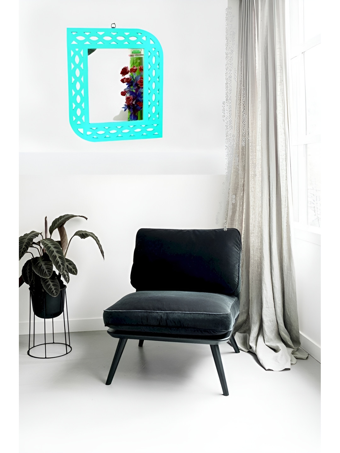 VAS collection home Blue Square Round Wall Mirrors