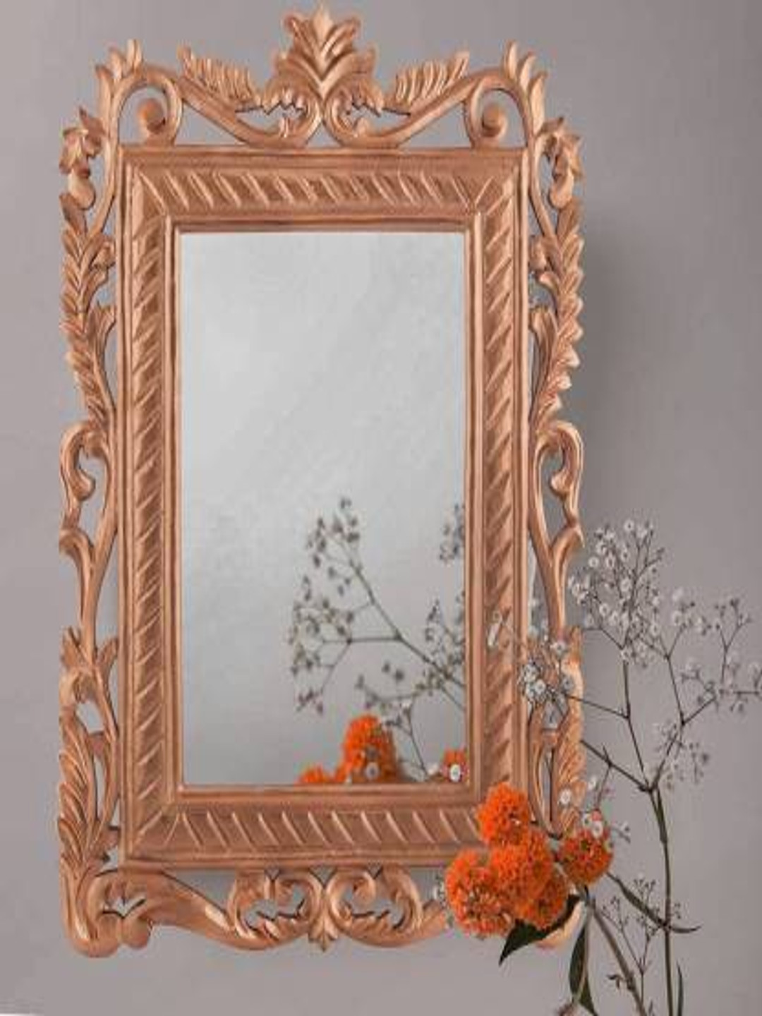 VAS collection home Brown Rectangle Shaped Wall Decor Mirror