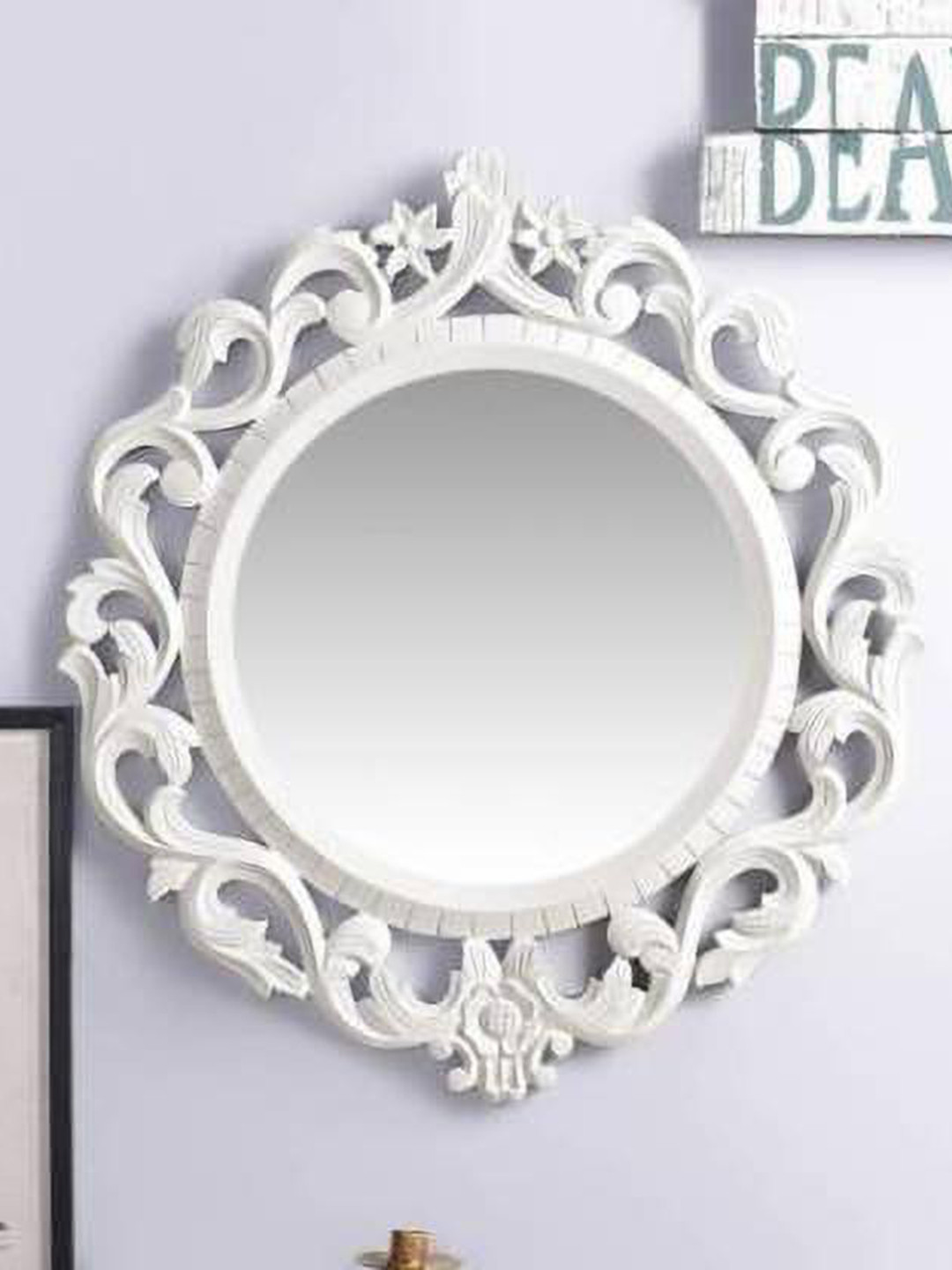 VAS collection home White Round Shape Wall Decor Mirror