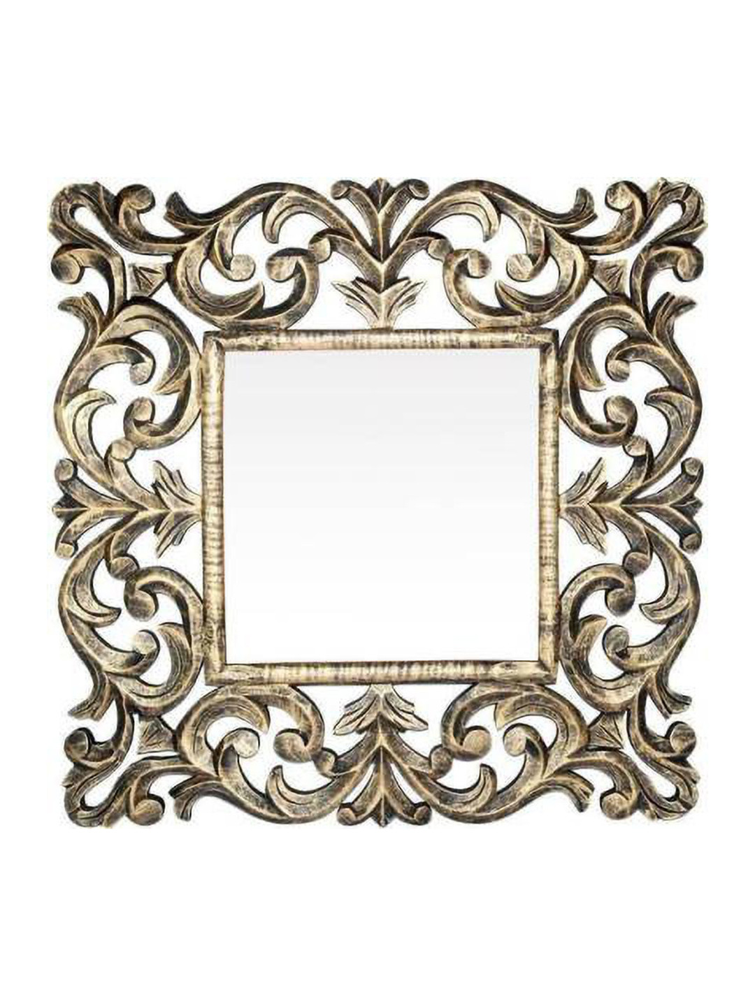 VAS collection home Brown Wall Textured Wooden Mirror Frame