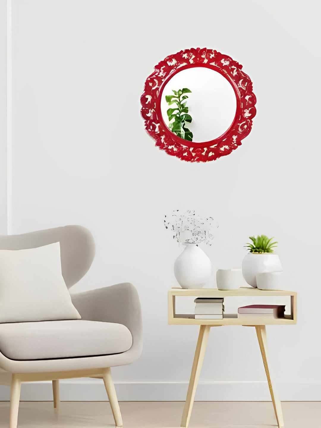 VAS collection home Ethnic Motifs Round Wooden Frame Wall Mirror