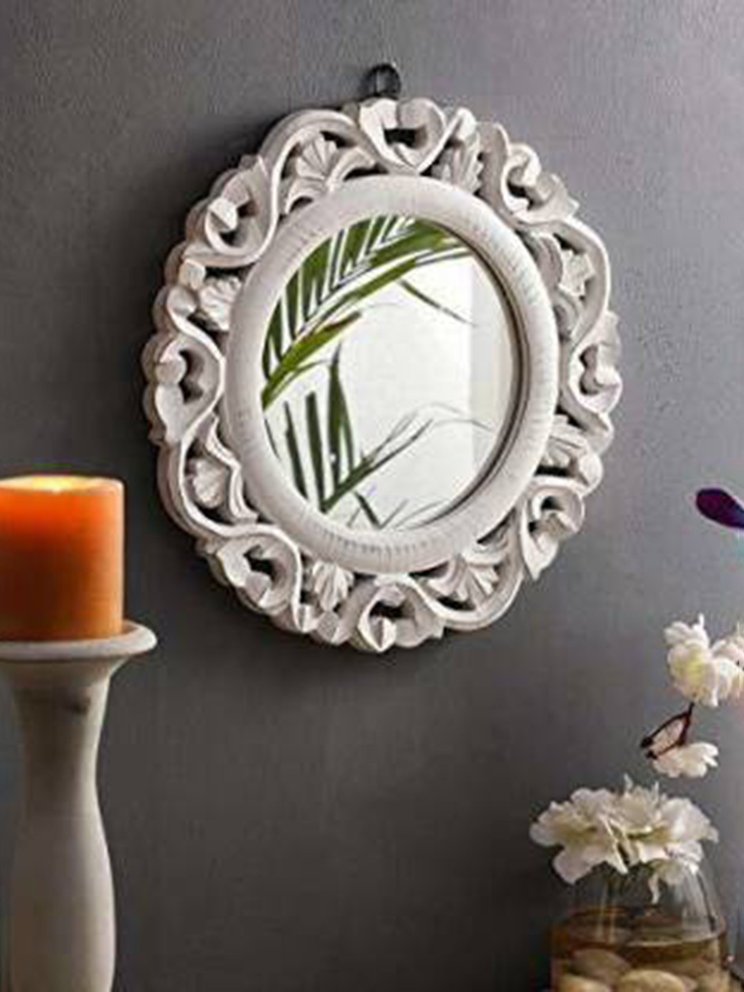 VAS collection home Textured White Wooden Wall Mirrors