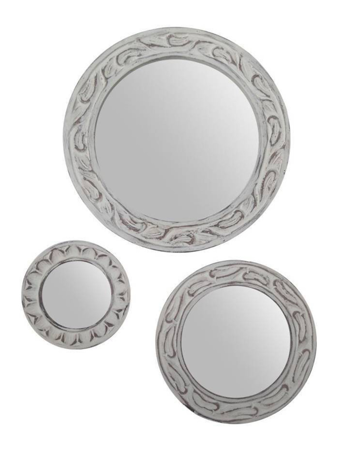 VAS collection home 3 Pcs Self Designed Wooden Decotaive Frame Mirror