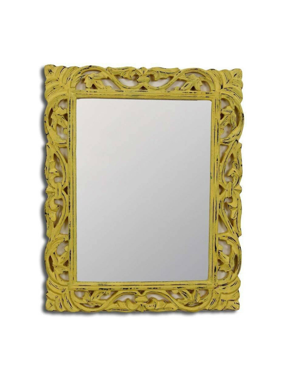 VAS collection home Green Floral Patterned Wooden Wall Mirror