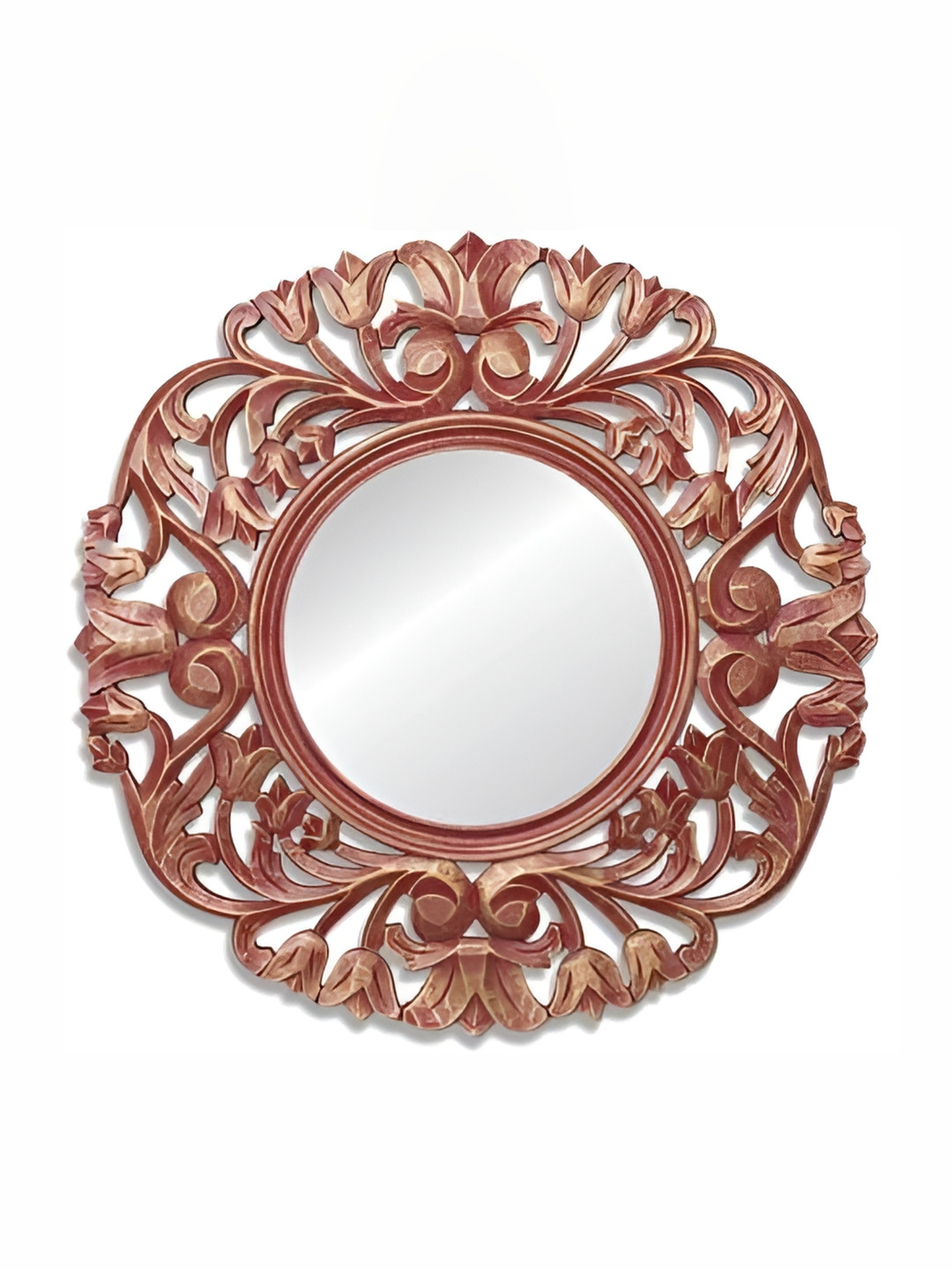 VAS collection home Brown Wall Textured Wooden Mirror Frame