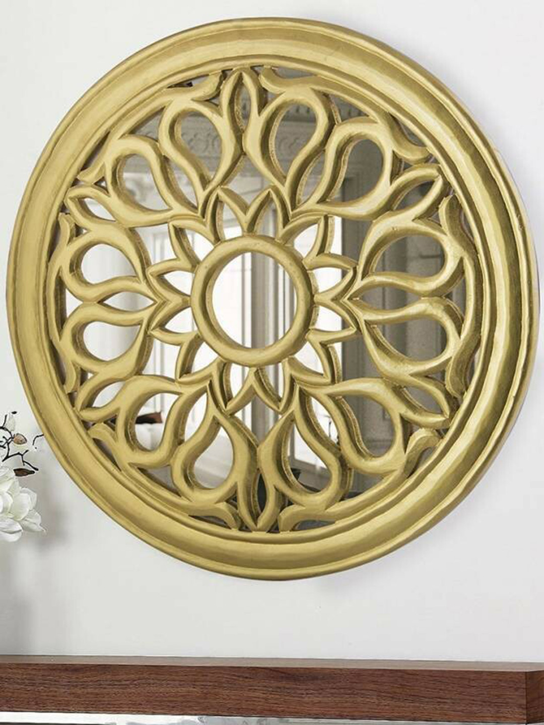 VAS collection home Gold Wood Round Wall Mirrors
