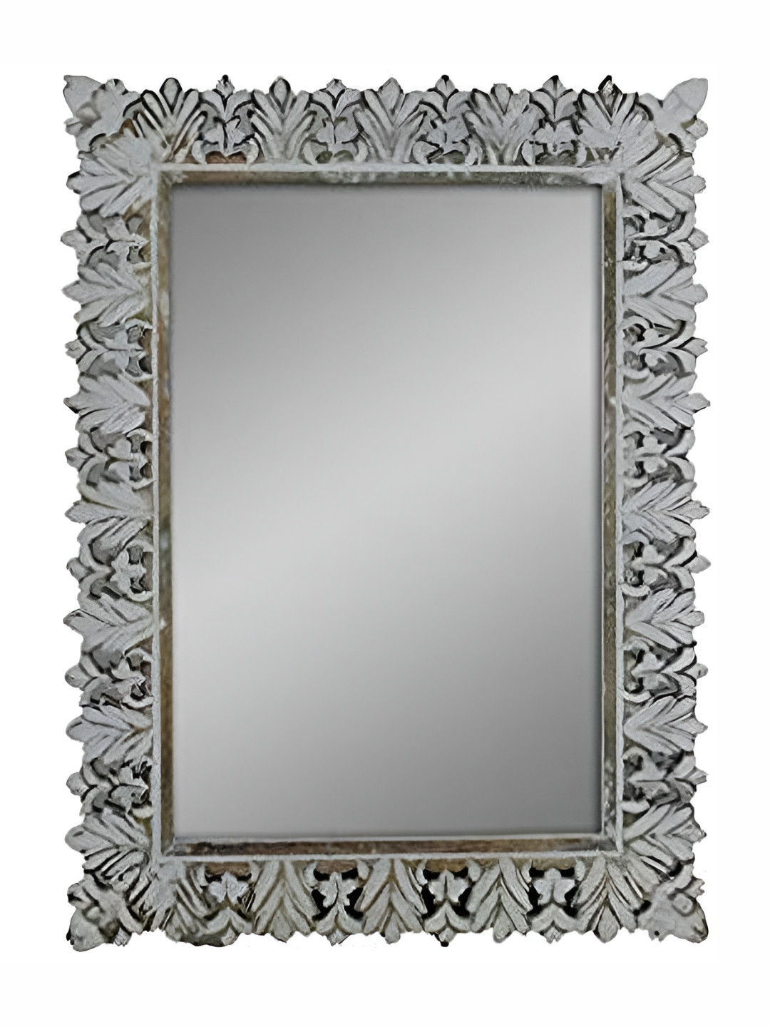 VAS collection home Grey Floral Patterned Wooden Wall Mirror