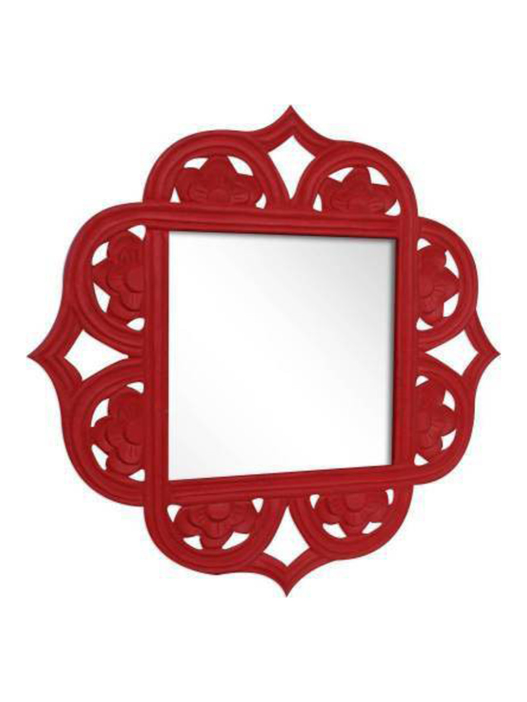VAS collection home Red Wall Textured Wooden Mirror Frame