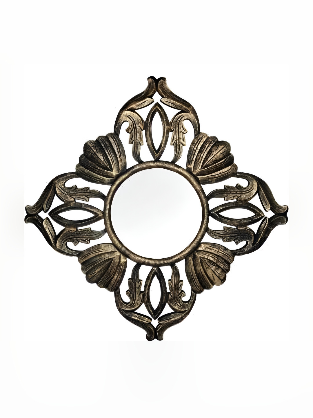 VAS collection home  Brown Textured Wooden Decotaive Frame Mirror