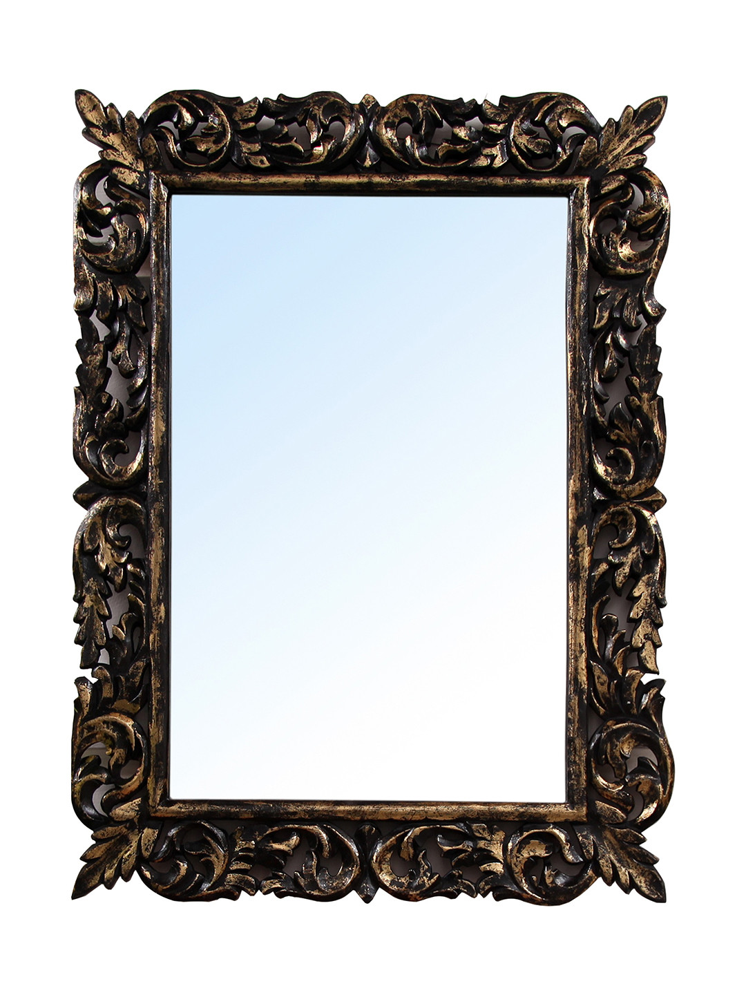 VAS collection home Ethnic Motifs Black Wall Self Design Wood Mirror Frame