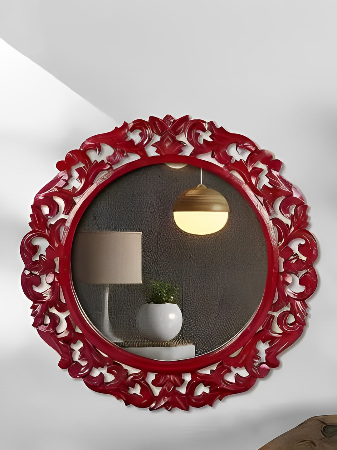 VAS collection home Maroon Textured Wooden Wall Mirrors
