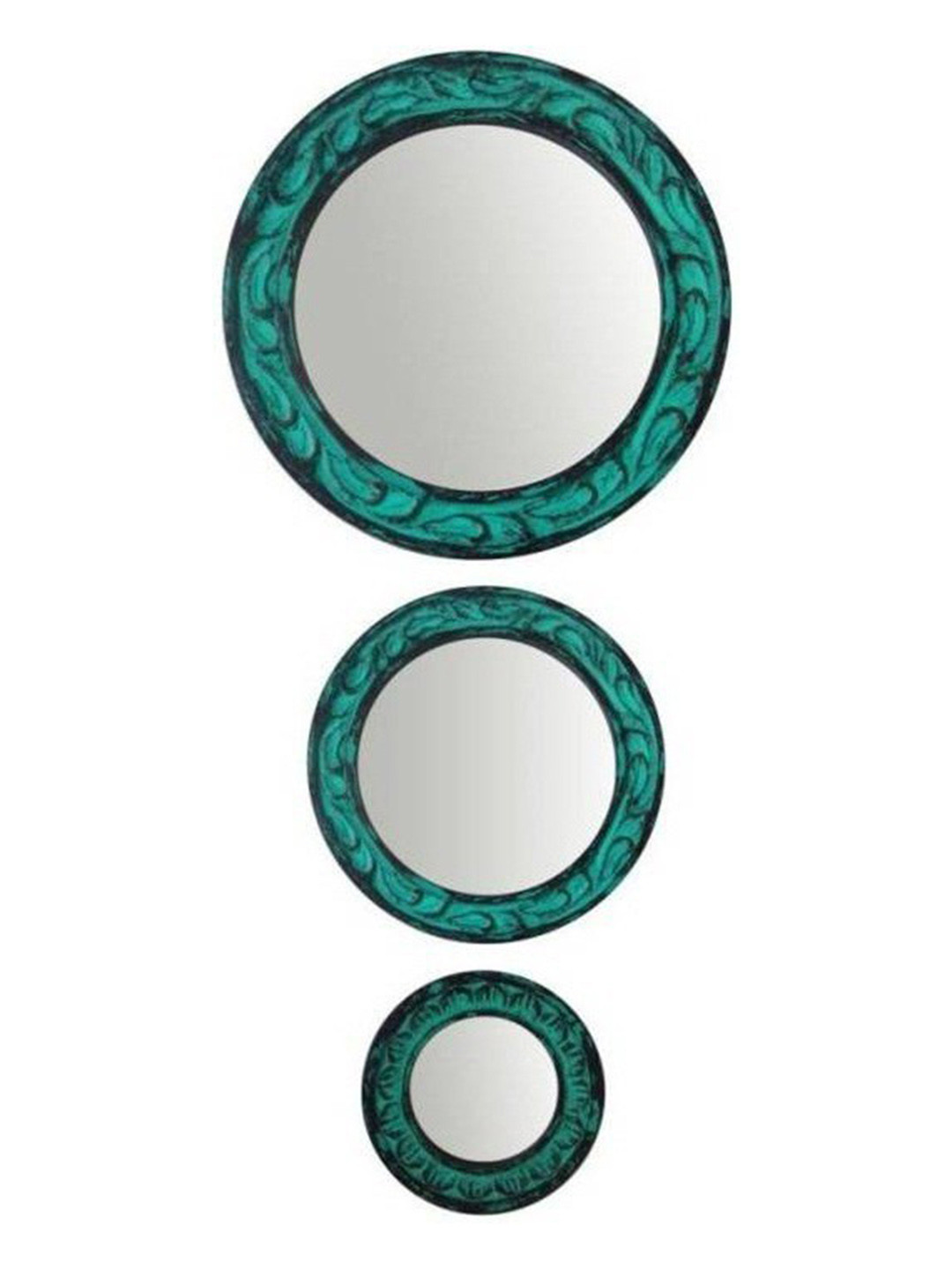 VAS collection home Pack of 3 Textured Green Round Mirror