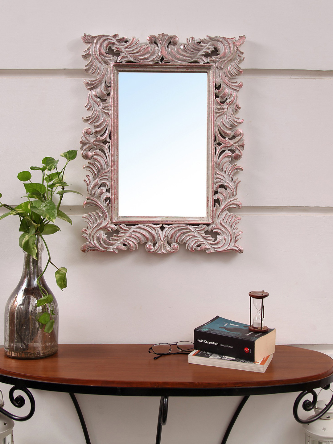 VAS collection home White Textured Rectangular Mirror