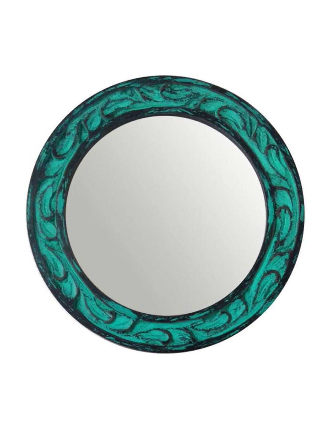 VAS collection home Green Wall Self Design Wooden Mirror Frame