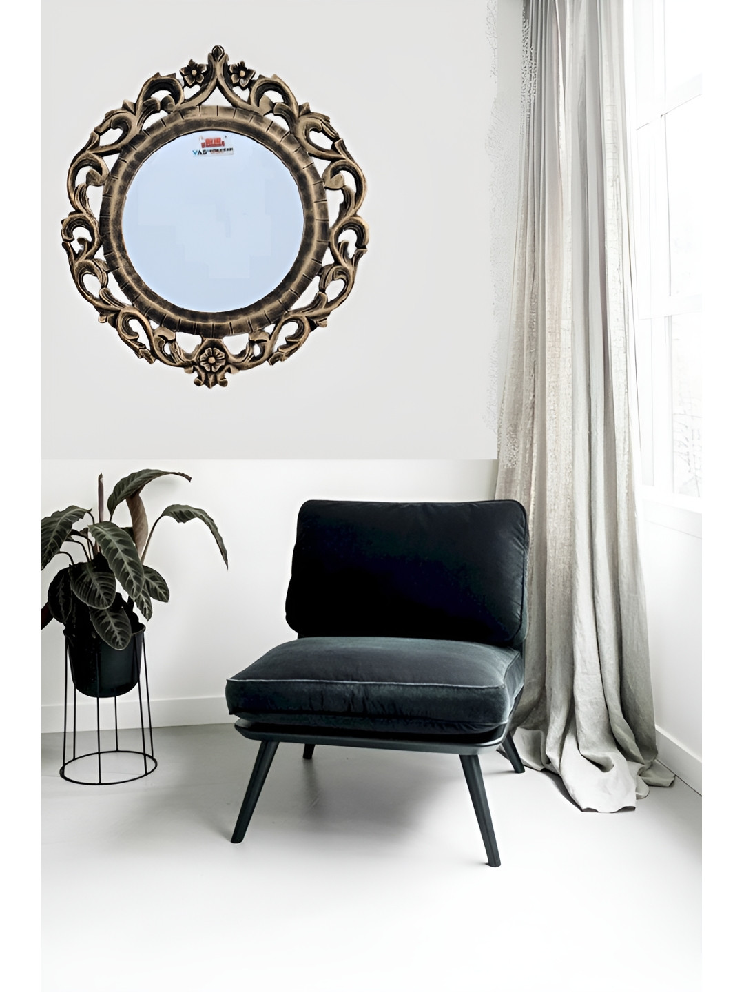 VAS collection home Wood Round Wall Mirror