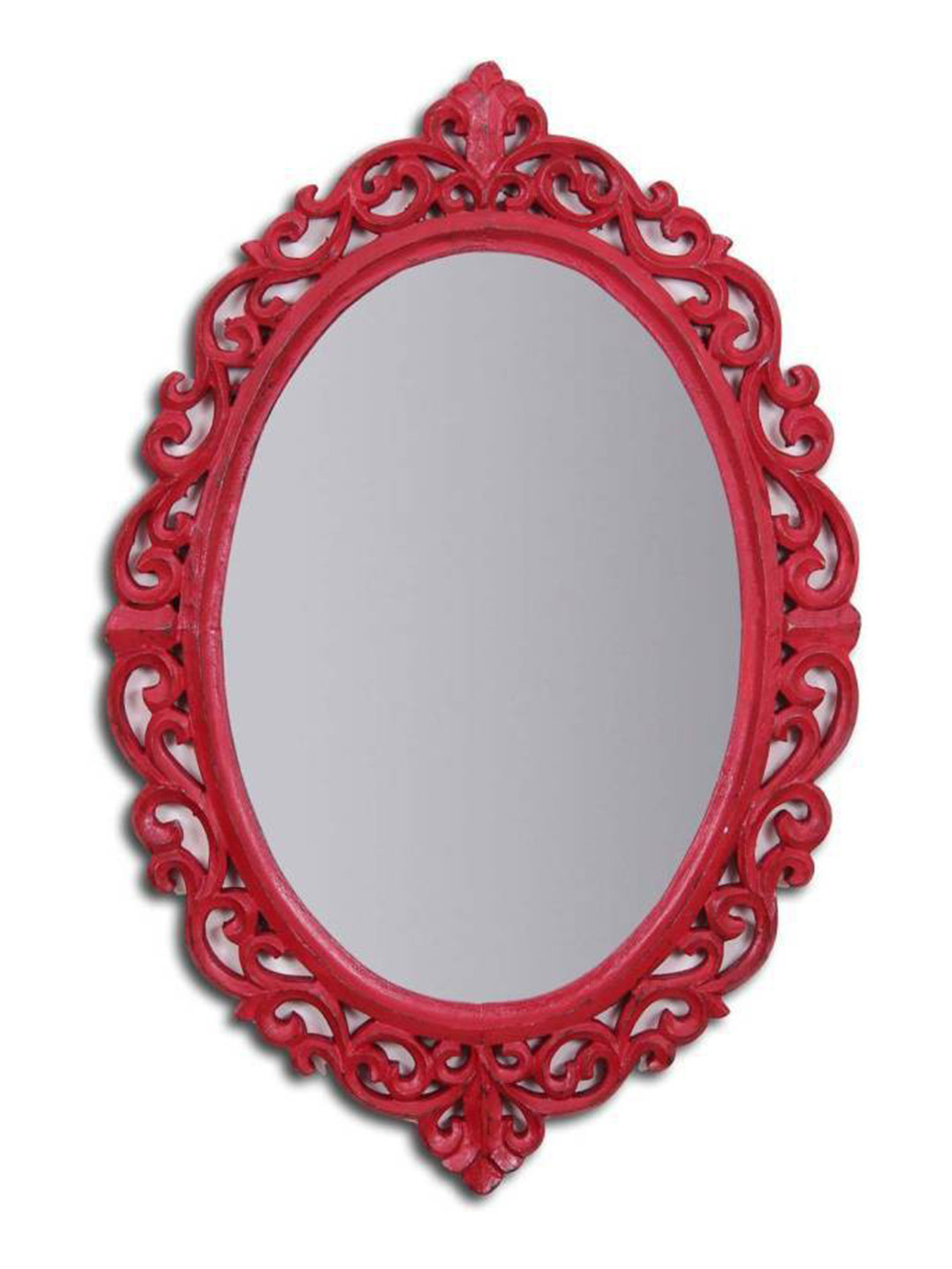 VAS collection home Red Textured Oval Mirror