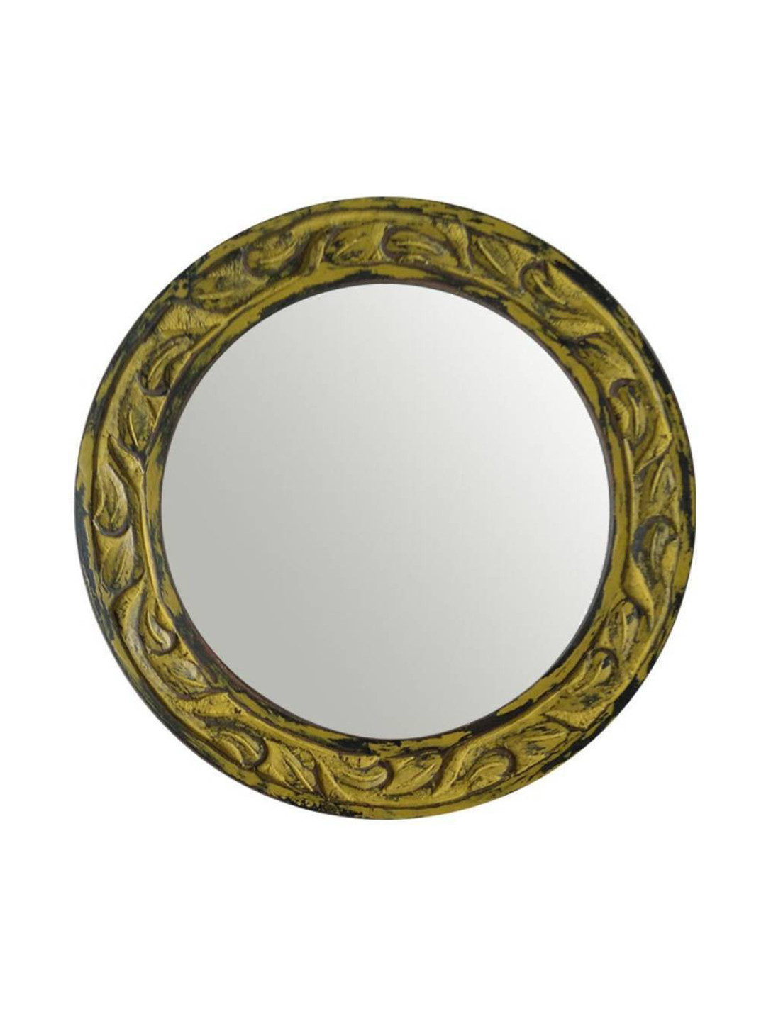 VAS collection home Green Floral Patterned Wooden Wall Mirror