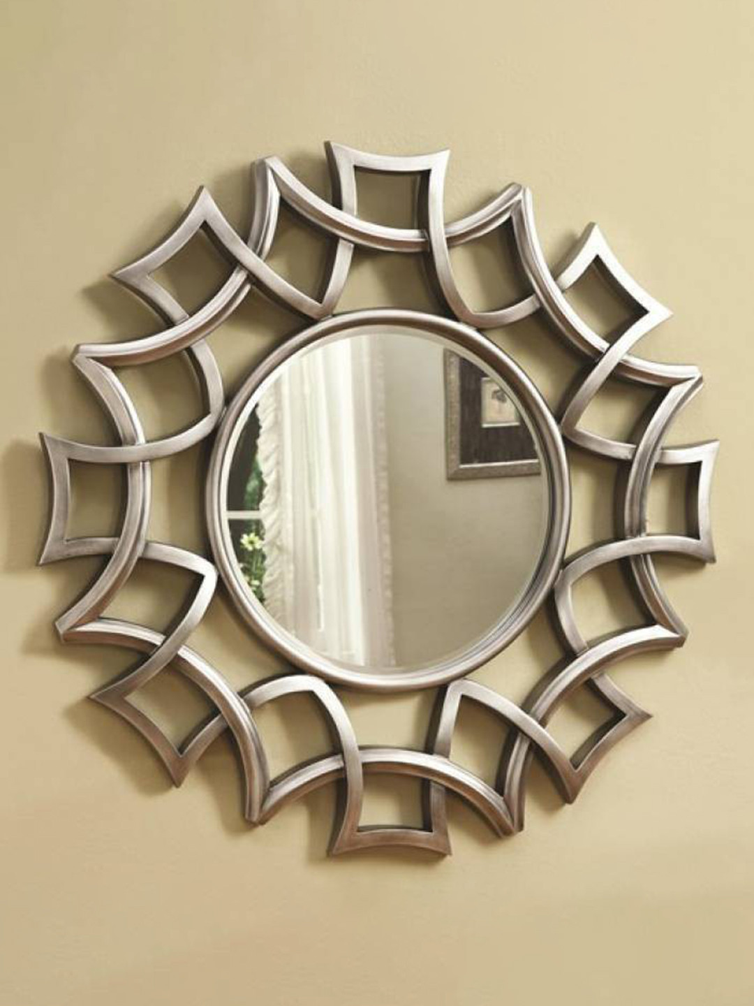 VAS collection home Metallic Texture Wooden Wall Mirror