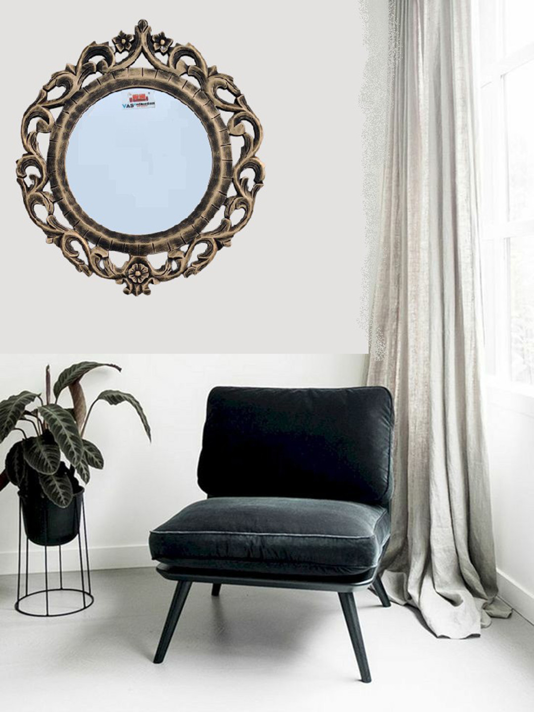VAS collection home Brown Wood Round Wall Mirrors