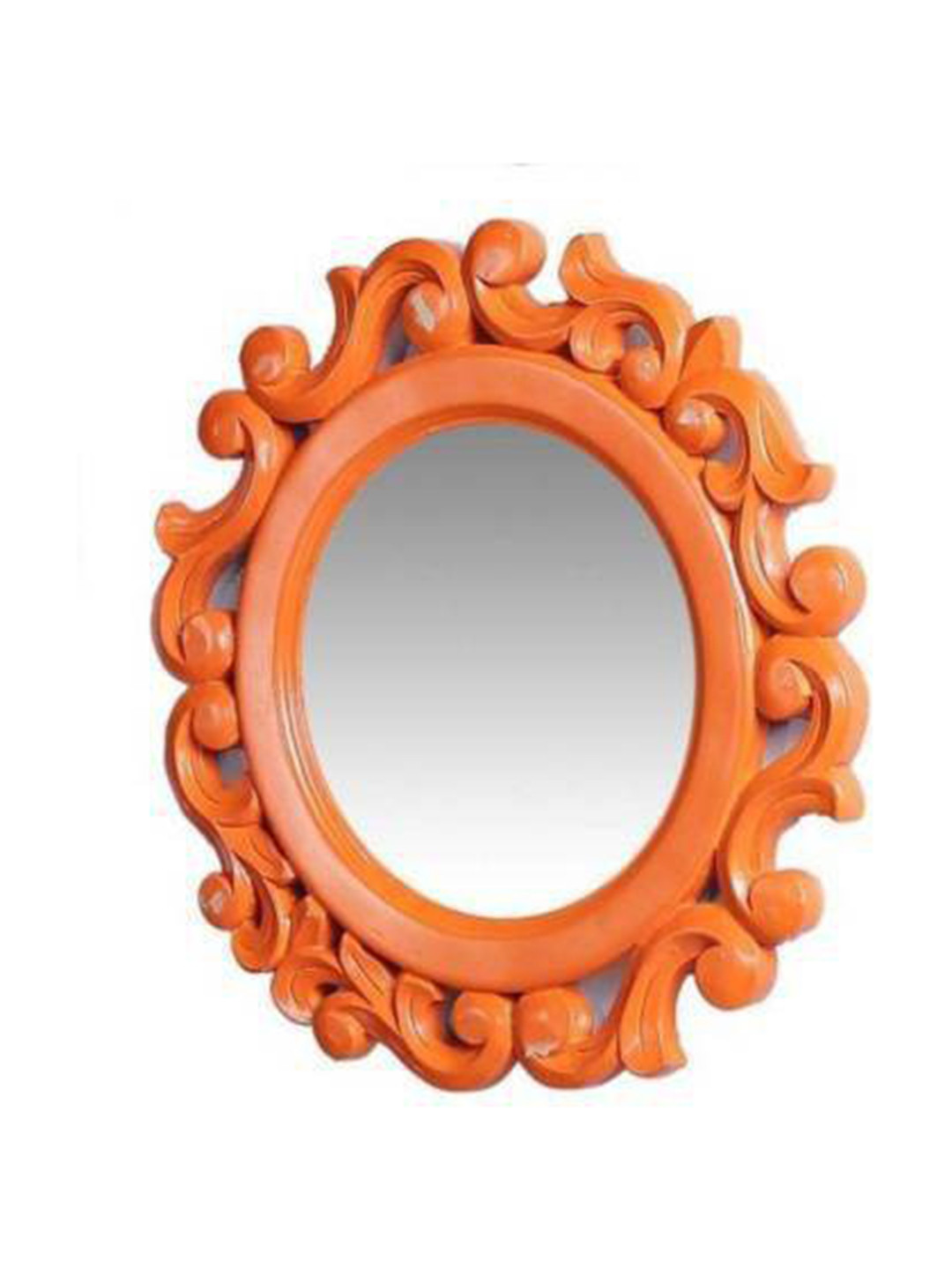 VAS collection home Orange Colored Textured Round Mirror