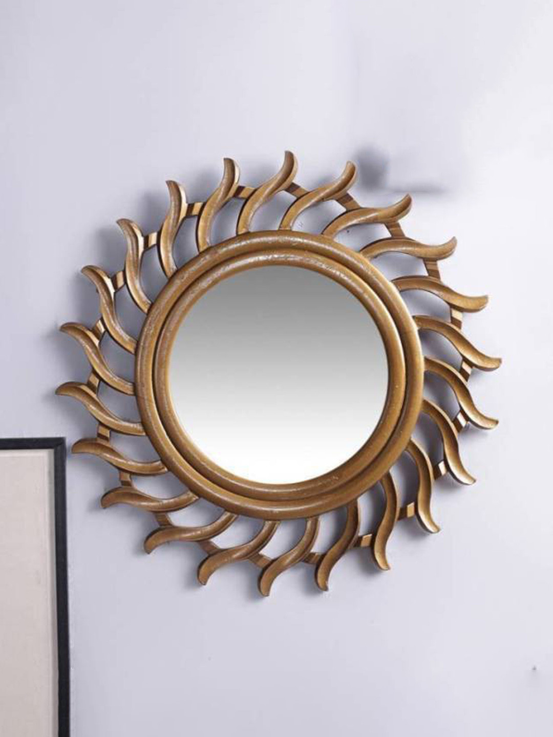 VAS collection home Brown Texture Wooden Wall Mirror