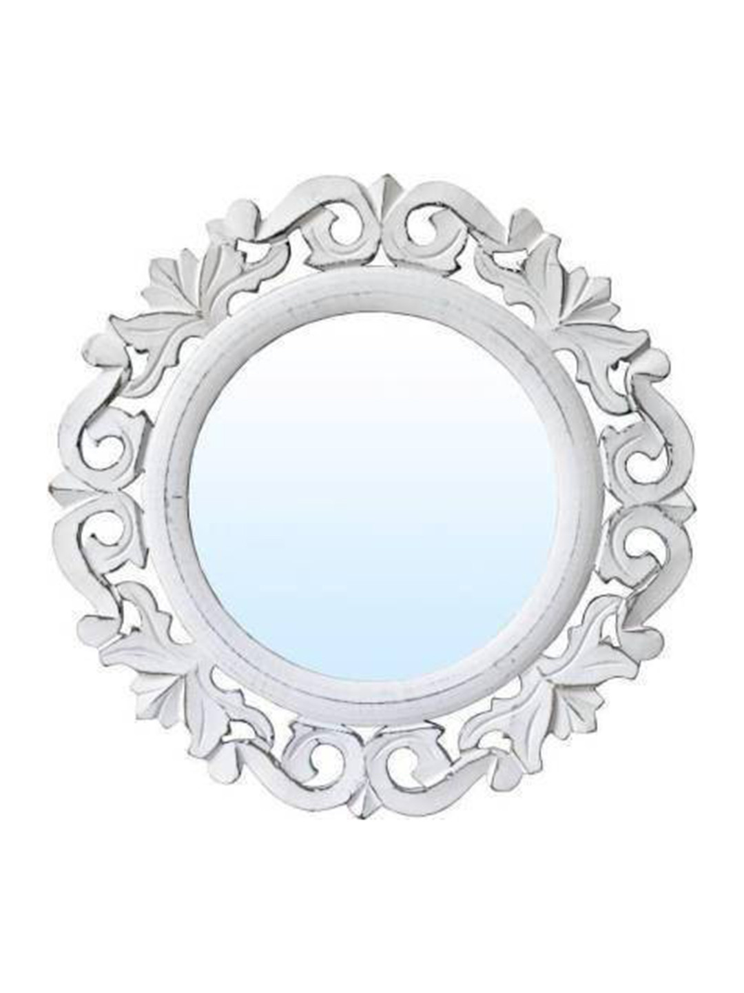 VAS collection home White Texure Wooden Decorative Wall Mirror