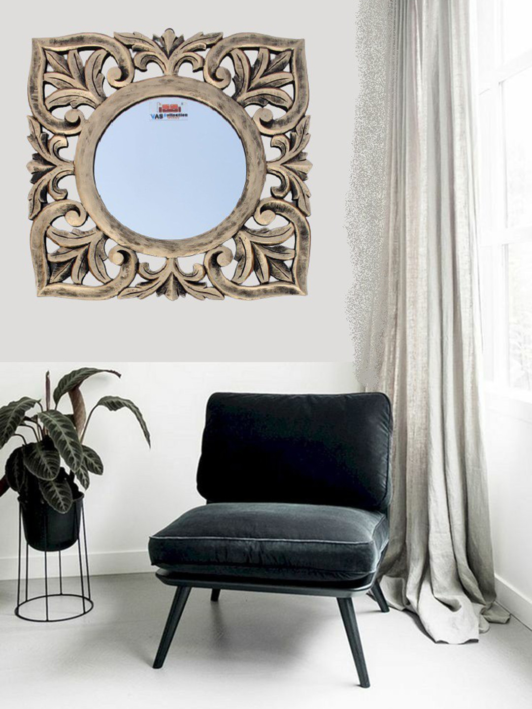 VAS collection home Black Textured Oval Mirror