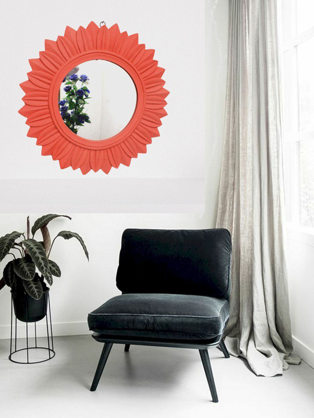 VAS collection home Peach colored Round Shape Wall Decor Mirror