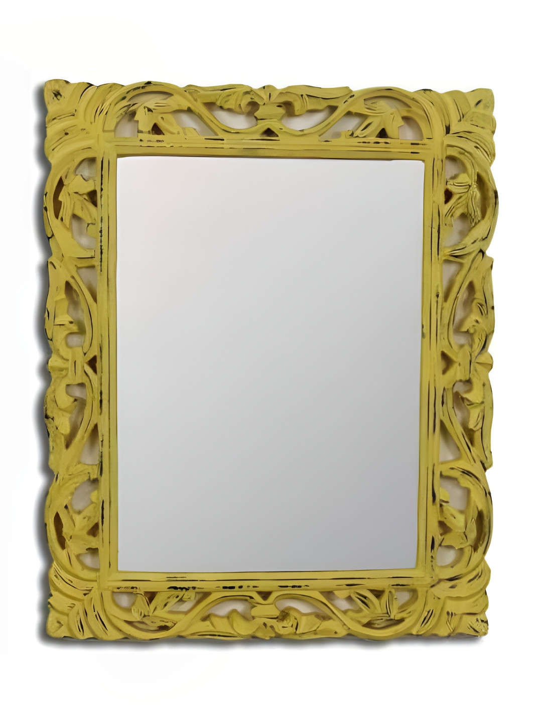 VAS collection home Yellow Ethnic Motifs Textured  Wooden Wall Mirrors