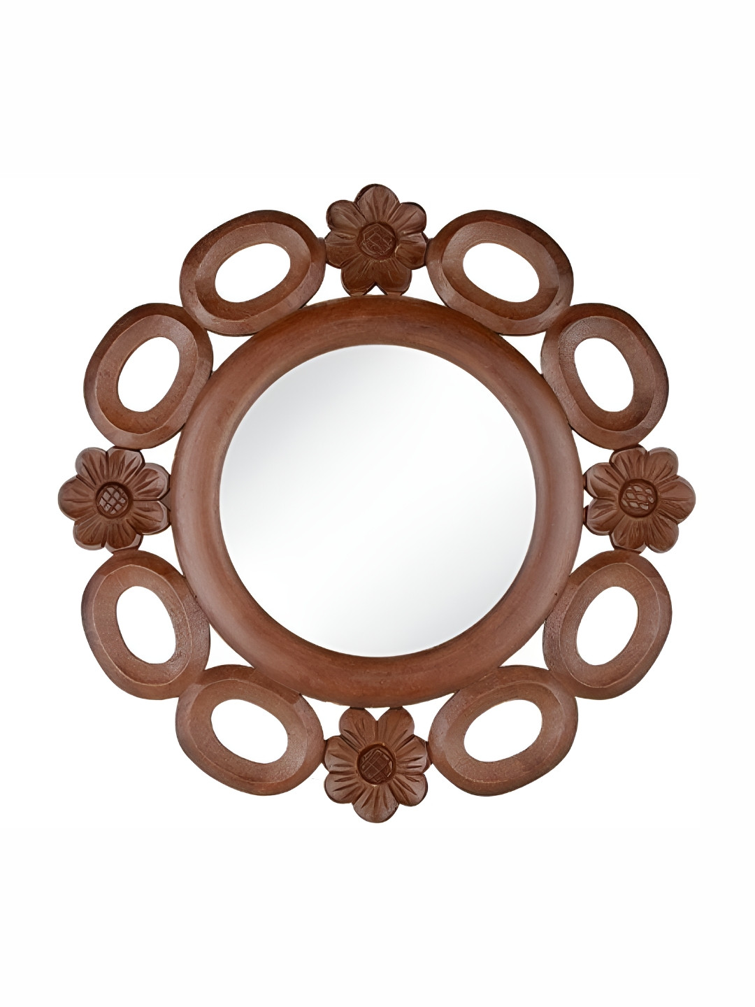 VAS collection home Brown Wood Round Wall Mirrors