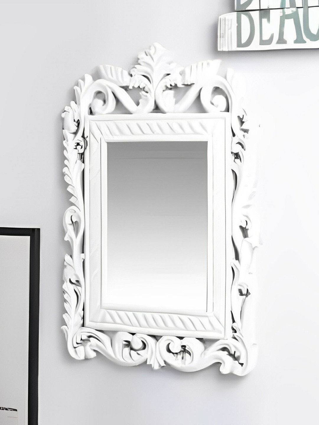 VAS collection home White Textured Wooden Wall Mirror