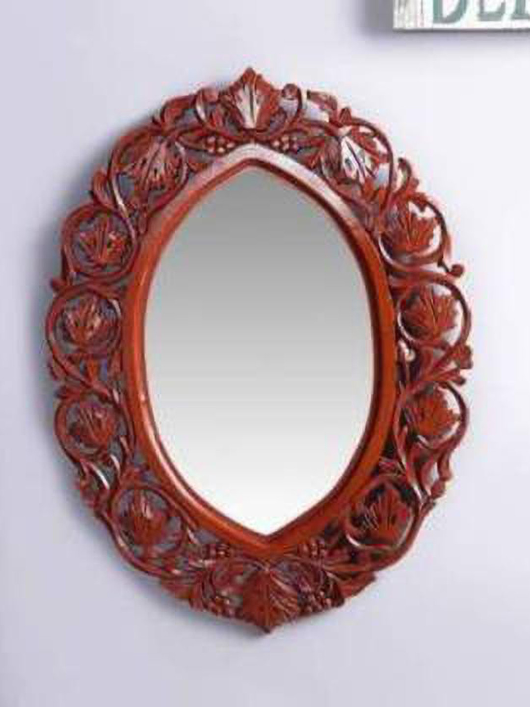 VAS collection home Ethnic Motifs Brown Textured Oval Mirror