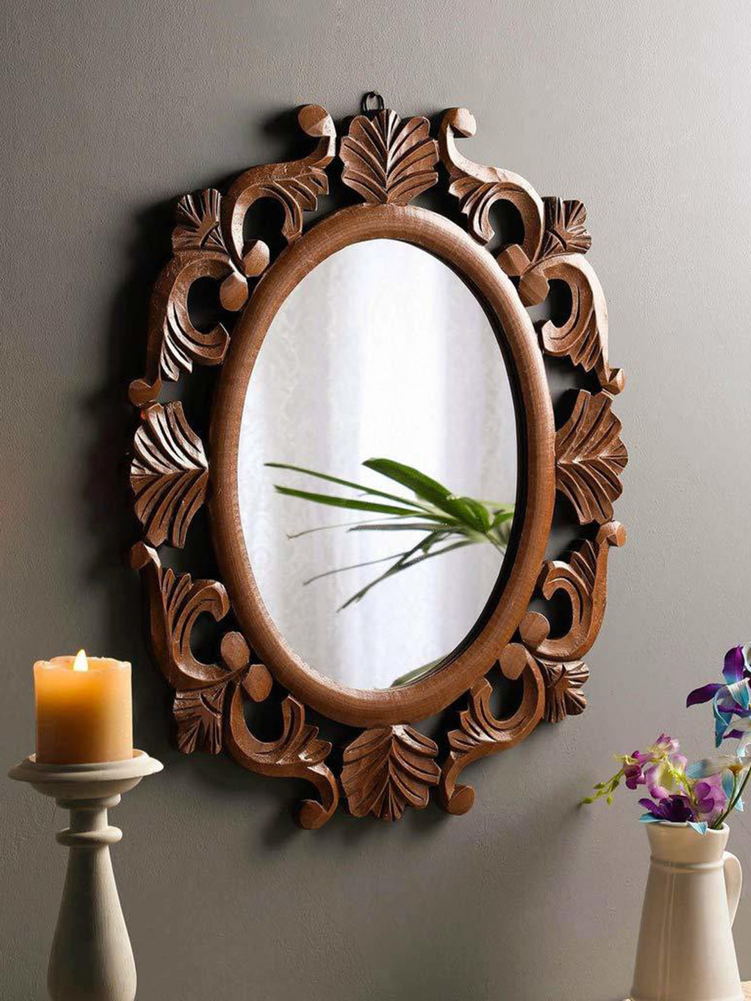 VAS collection home Ethnic Motifs Textured Oval Wall Mirror