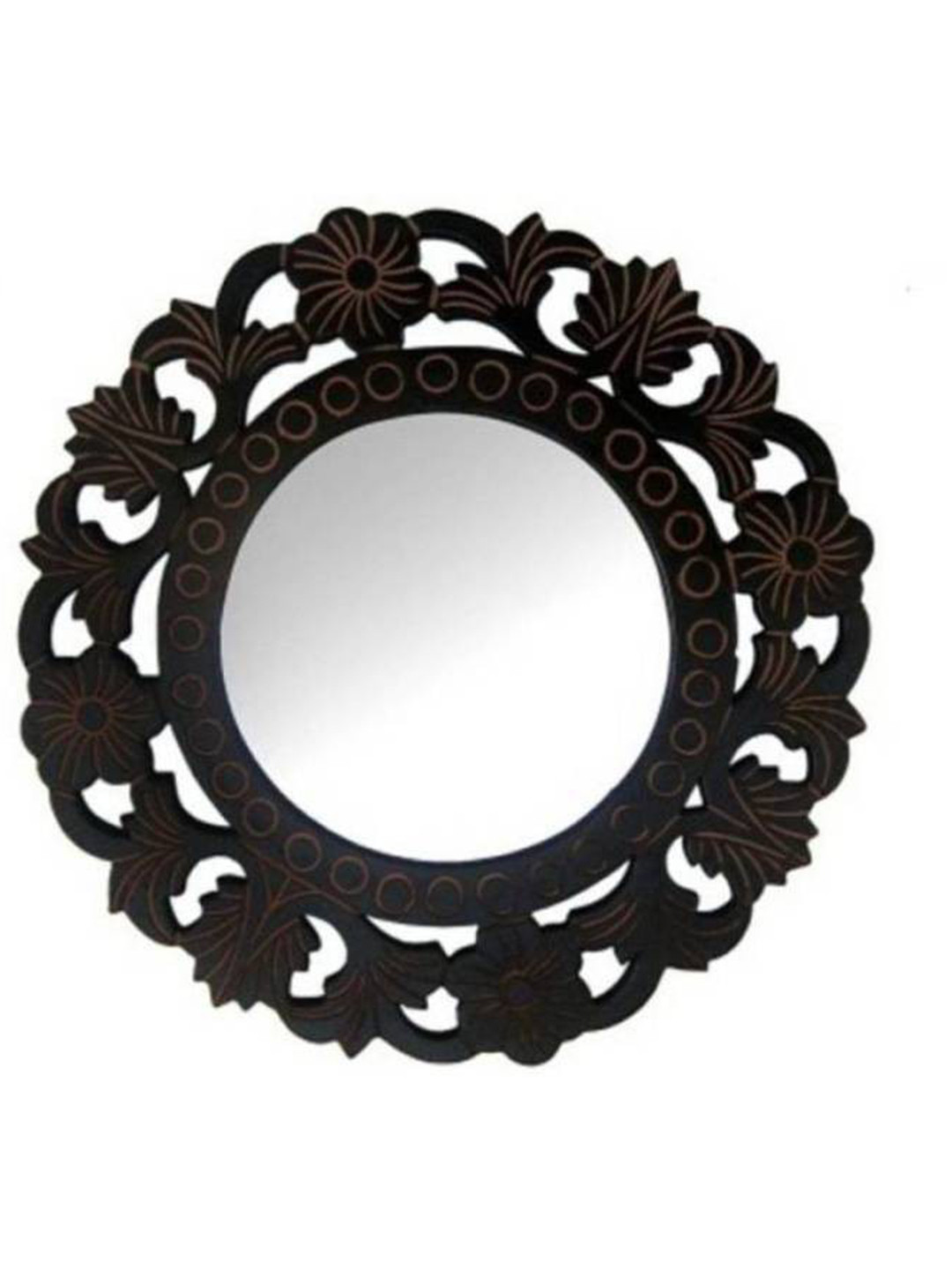 VAS collection home Ethnic Motifs Black Self Design Wooden Wall Mirror