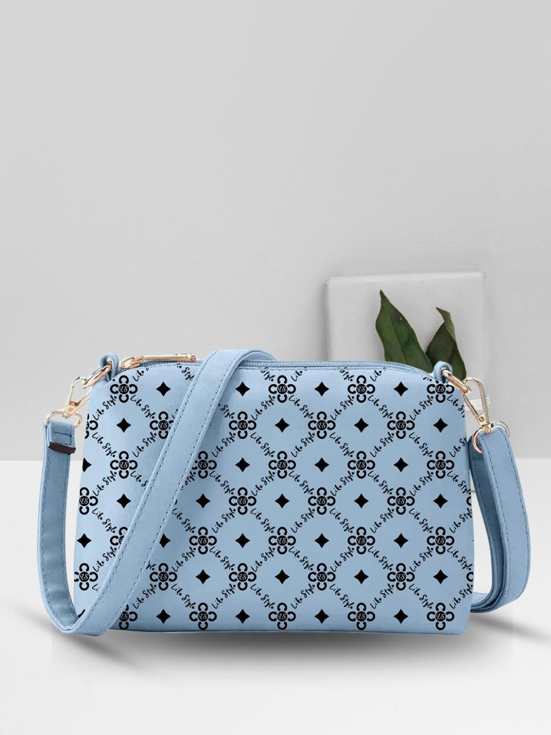 LIKE STYLE Women's Floral PU Half Moon Handheld Bag with Cut Work