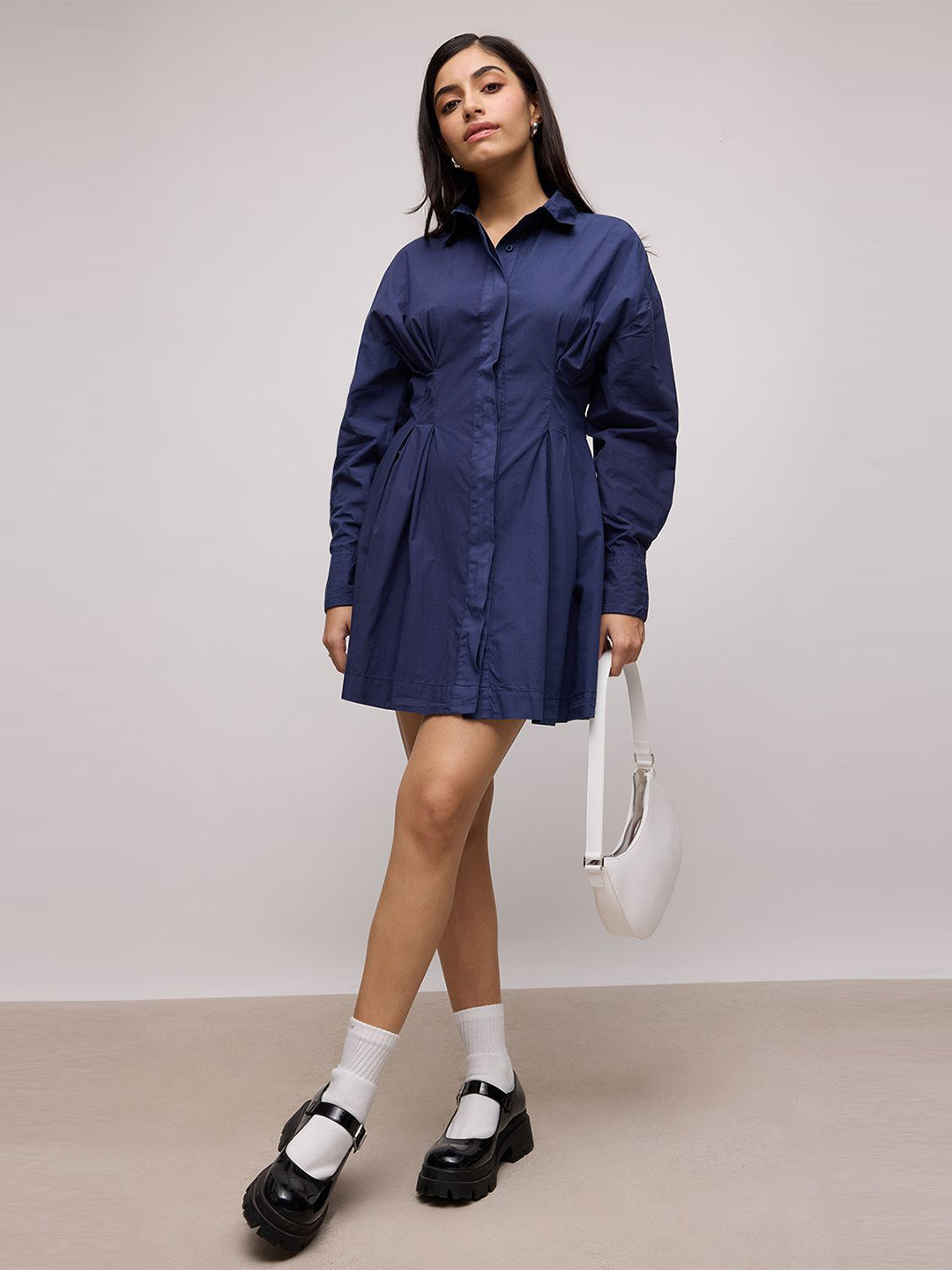 FREAKINS Women Cotton Shirt Mini Dress