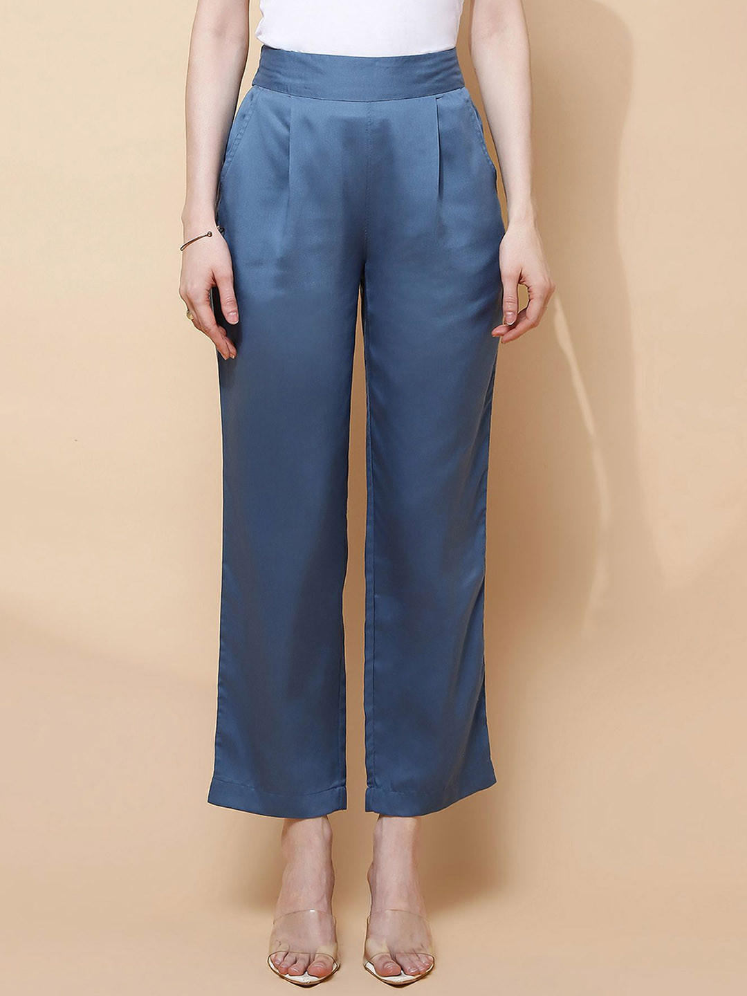 Global Republic Tailored Pleated High Waist Elasticated Regular Trousers