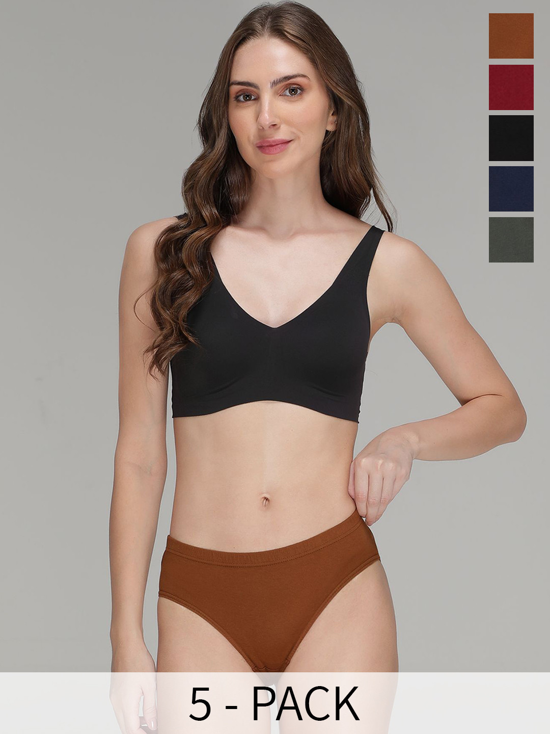 AMUL COMFY Women Pack Of 5 Cotton Basic Briefs
