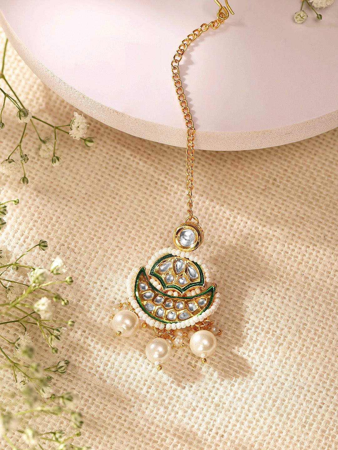 Priyaasi Gold-Plated Kundan Studded Maang Tikka Head Jewellery