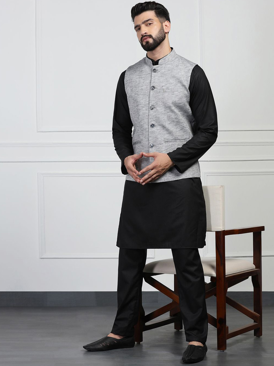 TAHVO Linen Nehru Jacket