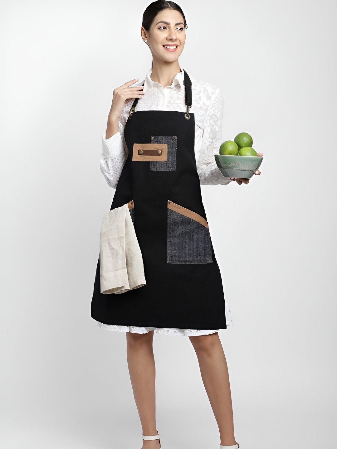 DESIGN GAATHA Black & Blue Multipurpose Cotton Apron