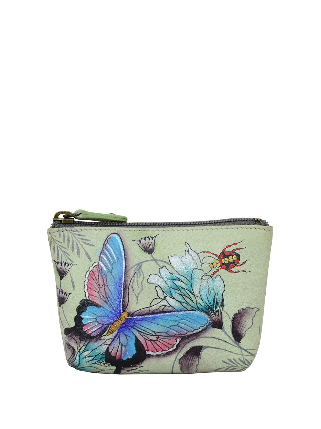 Anuschka Hand Painted Wondrous Wings Leather Coin Pouch