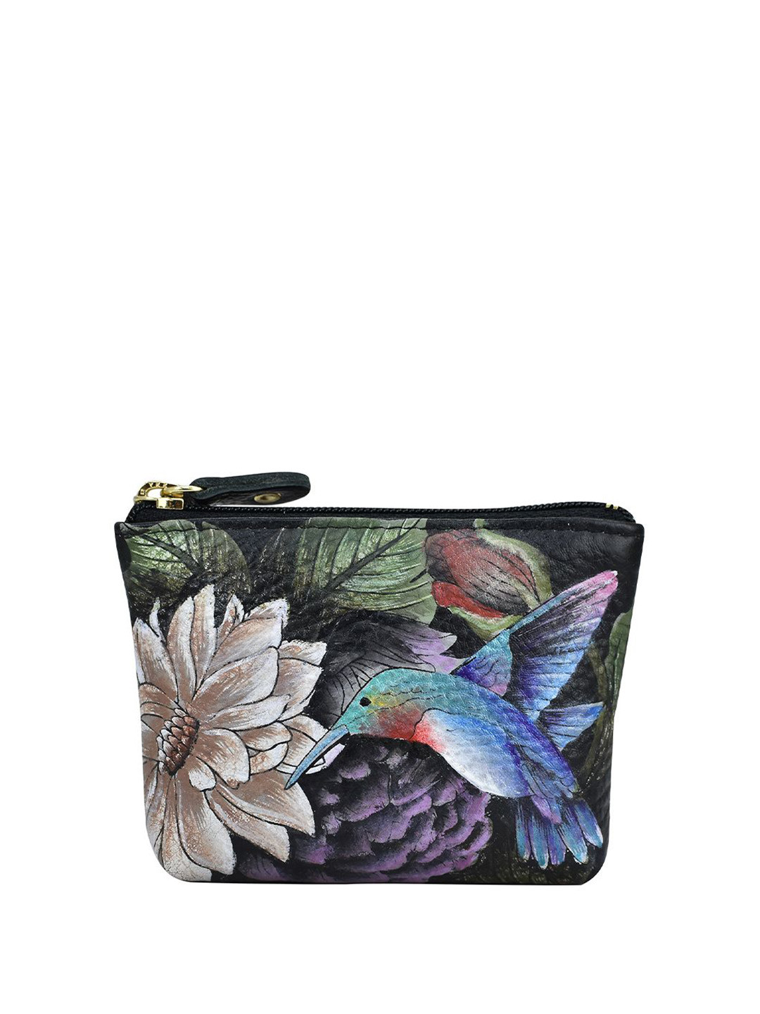 Anuschka Hand Painted Hummingbird Heaven Leather Coin Pouch